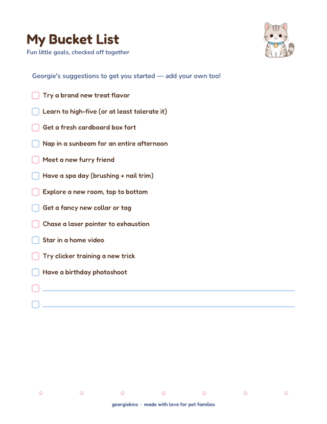 My Bucket List page
